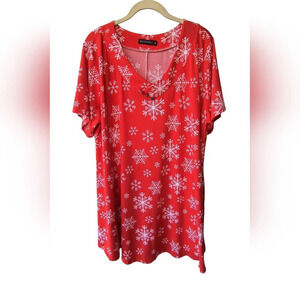 Monnuro Women's Plus Snowflakes Tunic Swing Festive Soft Stretchy Blouse 4X